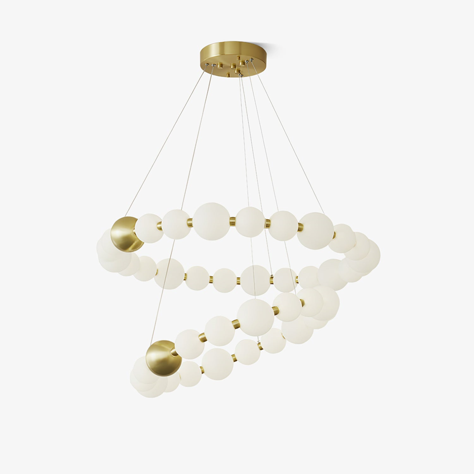 Jagmag Modern Acrylic Pearl Chandelier - Brass Finish, 32.3/40.2-Inch - Statement Lighting