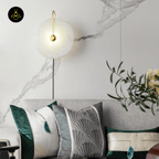 Jagmag Alabaster LED Wall Lamp - Plug-In, 25cm, Gold/Black, Set of 2 for Elegant Indoor Lighting - Fancy and Decorative lights - Brand name jagmag lights