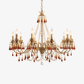 Jagmag Lights Amber Crystal Chandelier with Golden Finish, 31.5″ Diameter, Adjustable Height, for Living Room or Dining Room - Fancy and Decorative lights - Brand name jagmag lights