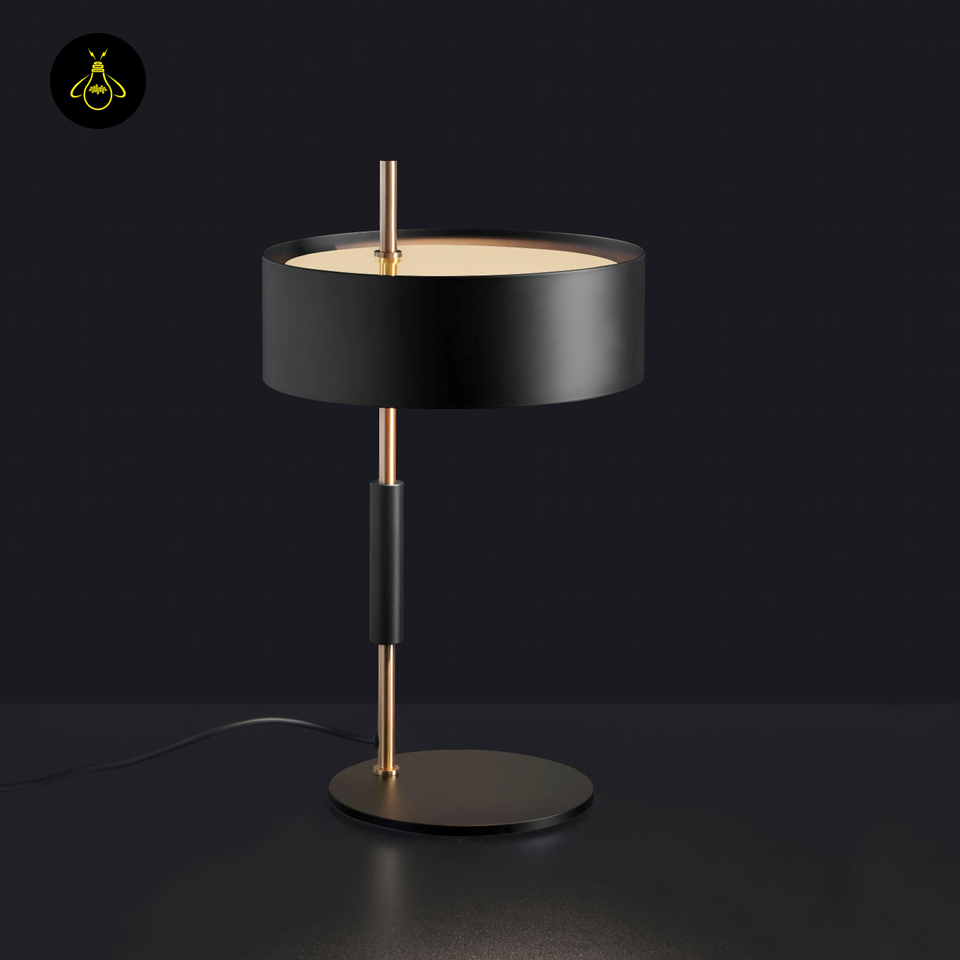 Jagmag Athezza Table Lamp - Iron Frame with Cylindrical Shade, 25cm, for Modern Interiors