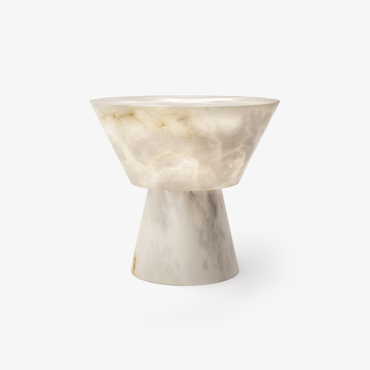 Jagmag Beta Marble Table Lamp - White with Brass Trim, 20cm/28cm, for Elegant Homes