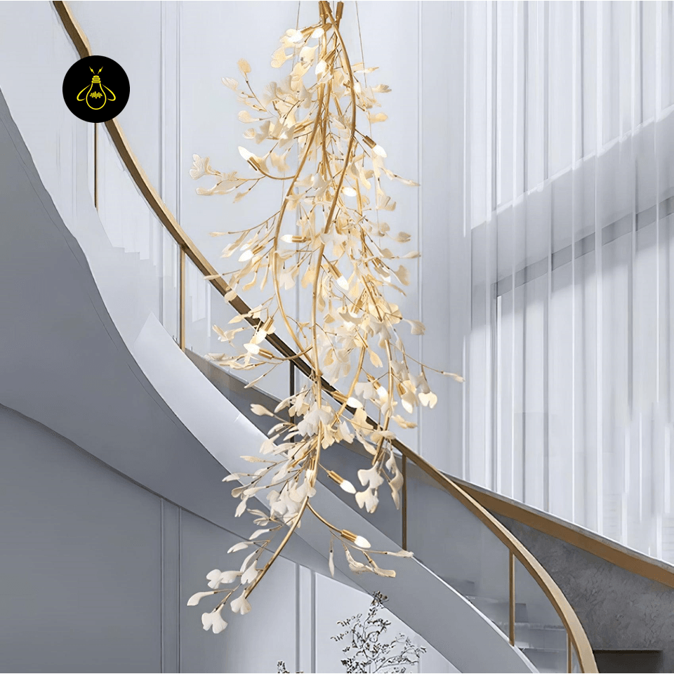 Jagmag Ceramic Leaf Chandelier - Brass Finish, 31.5-Inch - Statement Lighting - Fancy and Decorative lights - Brand name jagmag lights