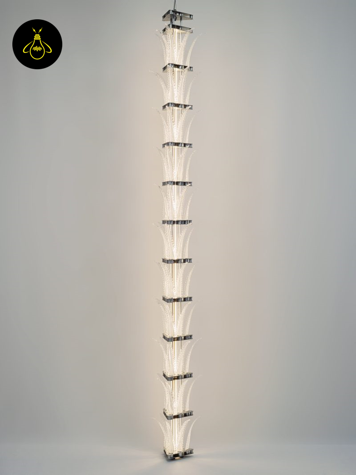 Jagmag Chandelier Light - Talar Collection, Handcrafted Murano Glass with Aluminum, 118x8x9 Inches, Dimmable LED for Luxurious Ambiance