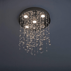 Crystal Raut Ball Chandelier with Stainless Steel Mirror, Gold/Black Finish, for Living Room or Dining Room - Fancy and Decorative lights - Brand name jagmag lights