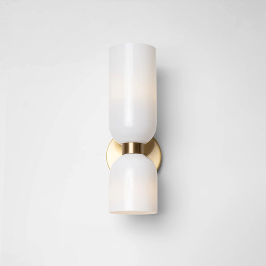 Jagmag Edie Brass Wall Sconce - Opal Glass, 35cm Height, for Elegant Interiors