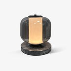 Jagmag Eira Marble Table Lamp - Black Base with Smoke Gray Glass Shade, 25cm, for Modern Interiors - Fancy and Decorative lights - Brand name jagmag lights