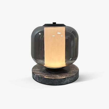 Jagmag Eira Marble Table Lamp - Black Base with Smoke Gray Glass Shade, 25cm, for Modern Interiors