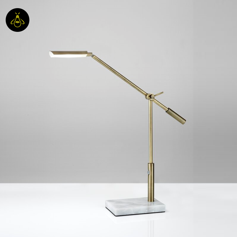 Jagmag LED Desk Lamp - Antique Brass Metal with Marble Base, 26-Inch Height, Touch Dimmer, for Office & Study