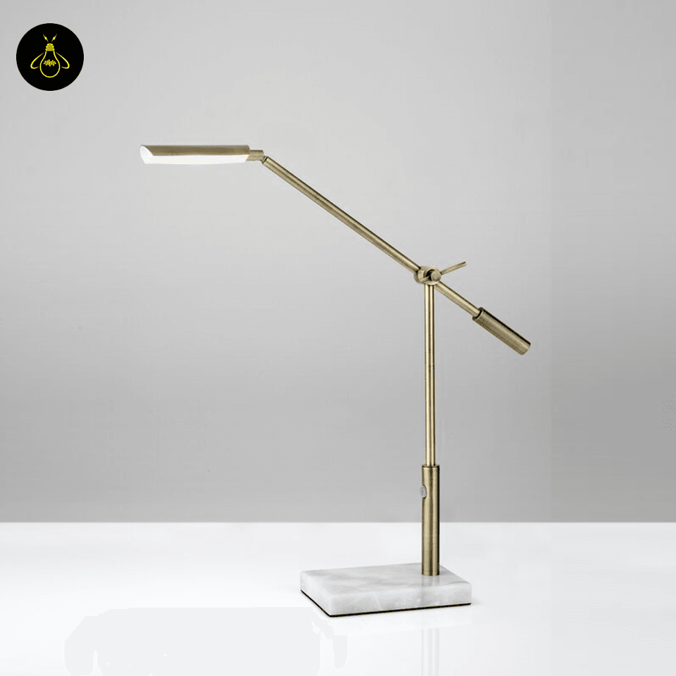Jagmag LED Desk Lamp - Antique Brass Metal with Marble Base, 26-Inch Height, Touch Dimmer, for Office & Study - Fancy and Decorative lights - Brand name jagmag lights