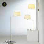 Jagmag Lights Wall Light with Rotating Arm – Satin Nickel Finish, Off White Linen Shade, Modern Swing Motion, Bedroom Accent