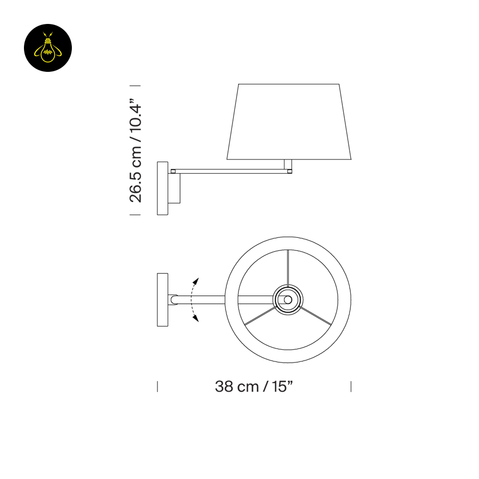 Jagmag Lights Wall Light with Rotating Arm – Satin Nickel Finish, Off White Linen Shade, Modern Swing Motion, Bedroom Accent