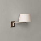 Jagmag Lights Wall Light with Rotating Arm – Satin Nickel Finish, Off White Linen Shade, Modern Swing Motion, Bedroom Accent