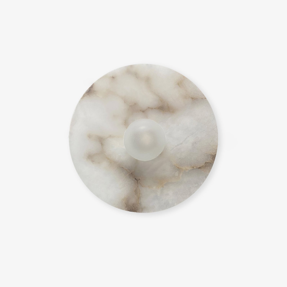 Jagmag Lights Alba Alabaster Wall Lamp with Halo Effect, 35cm Diameter, for Indoor Spaces