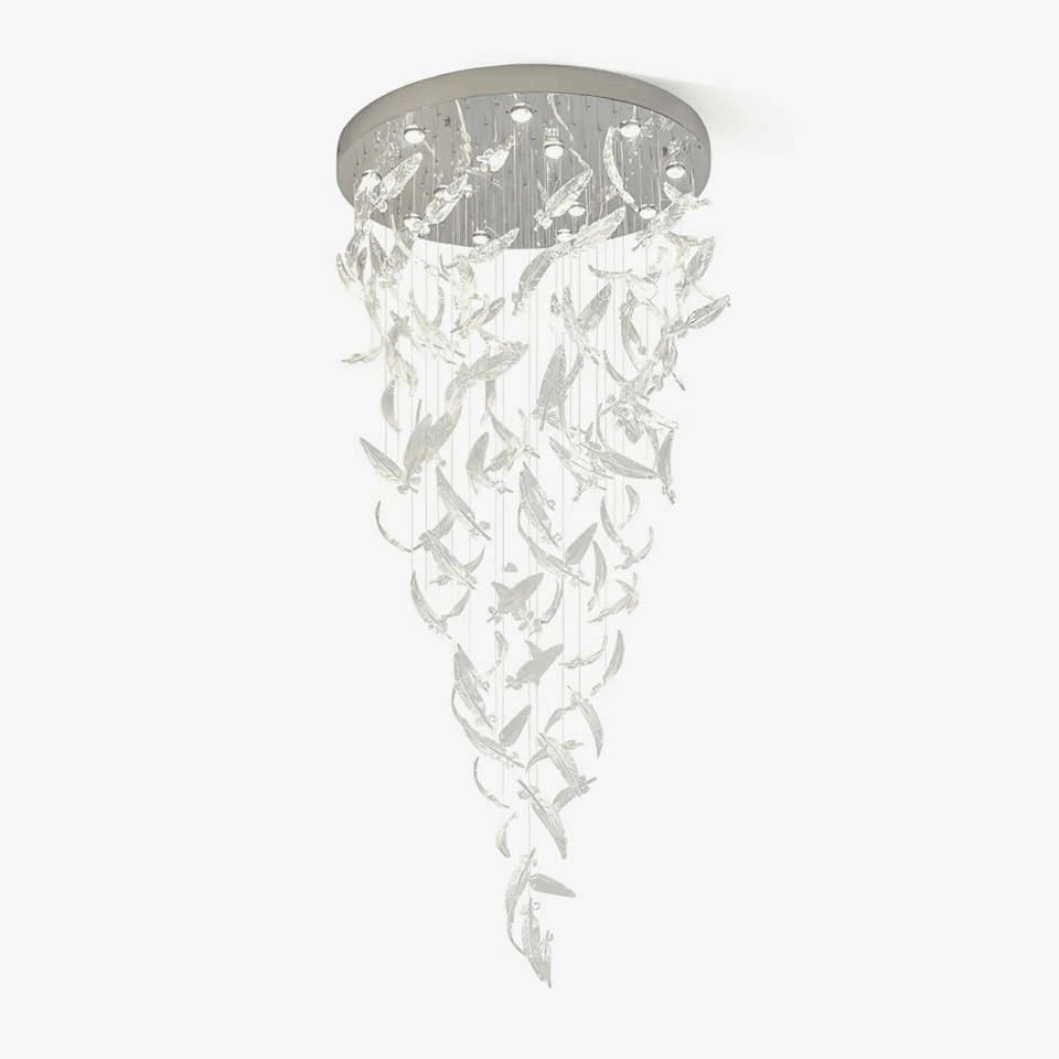 Jagmag Lights Crystal Feather Chandelier with Hand Blown Glass, 31.5-Inch, for Upscale Venues - Fancy and Decorative lights - Brand name jagmag lights