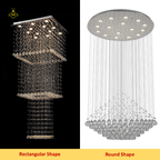Jagmag Lights Long Crystal Raindrop Chandelier with K9 Crystals, Mirror Gold Finish, for High Ceilings - Fancy and Decorative lights - Brand name jagmag lights