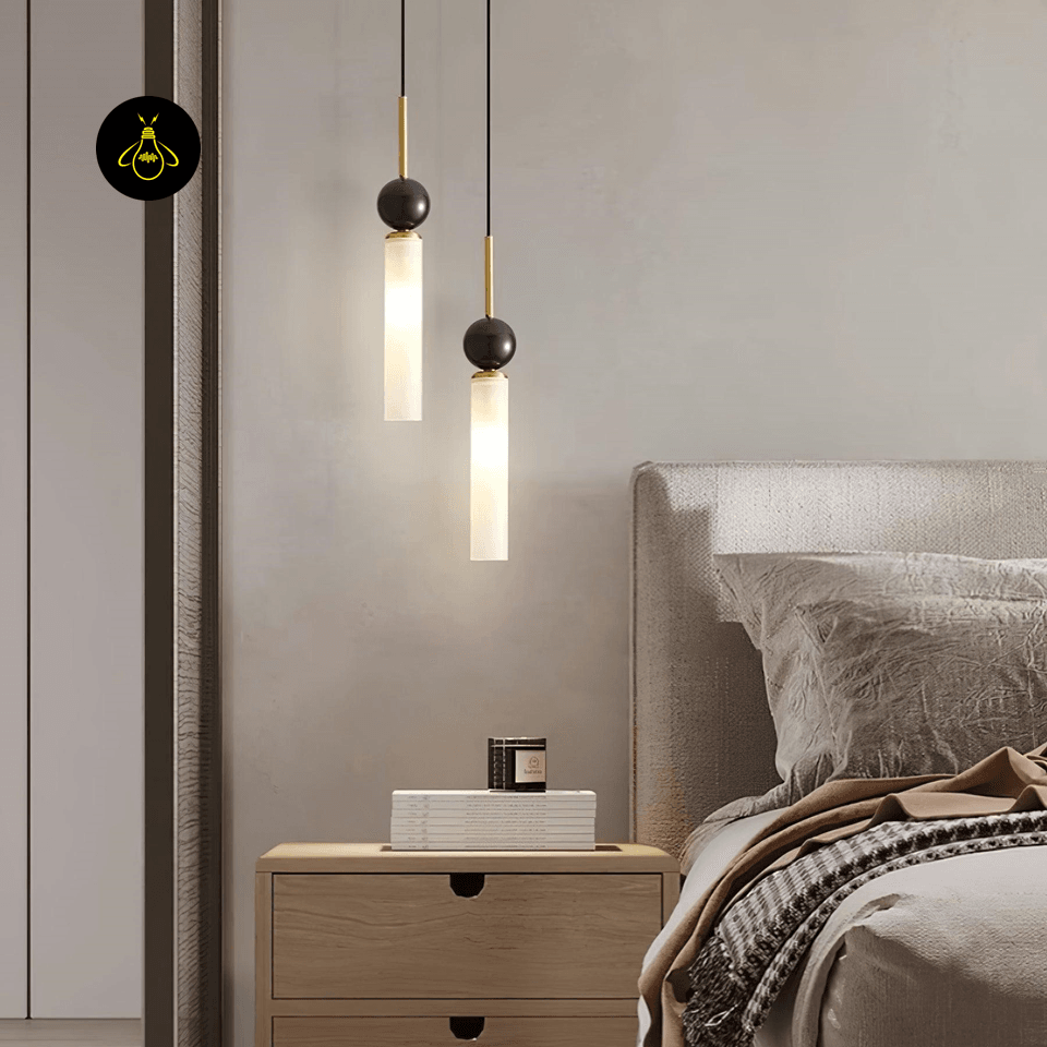 Jagmag Lights Stone Pendant Light | Modern Brass & Marble Design | G9 | Made in India - Fancy and Decorative lights - Brand name jagmag lights