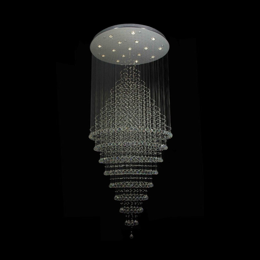 Jagmag Lights Modern Crystal Chandelier with K9 Crystals and Chrome Base, Funnel Design, for Living Room and Foyer