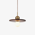 Jagmag Lights Modern Glass Pendant Lamp | Walnut & Gold | 11.8" | White Shade | Made in India