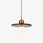 Jagmag Lights Modern Glass Pendant Lamp | Walnut & Gold | 11.8" | White Shade | Made in India