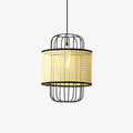 Jagmag Lights Rattan Pendant Lamp | Modern Woven Design | Natural Rattan Shade | 11.8-Inch | Natural Wood/Black Finish | For Living Room, Bedroom | Unique Shadow Play - Fancy and Decorative lights - Brand name jagmag lights