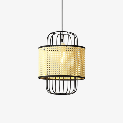 Jagmag Lights Rattan Pendant Lamp | Modern Woven Design | Natural Rattan Shade | 11.8-Inch | Natural Wood/Black Finish | For Living Room, Bedroom | Unique Shadow Play - Jagmag Lights