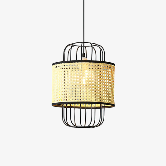 Jagmag Lights Rattan Pendant Lamp | Modern Woven Design | Natural Rattan Shade | 11.8-Inch | Natural Wood/Black Finish | For Living Room, Bedroom | Unique Shadow Play