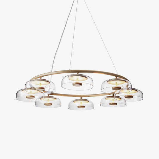 Jagmag Lights Solara LED Chandelier - 8 Lights, Brass Finish, 39.4-Inch Diameter - Bedroom, Small Living Room