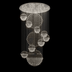 Jagmag Lights Luxury Solar System Spiral Raindrop Chandelier with Tiered Crystal Design, Perfect for Staircase and Foyer - Fancy and Decorative lights - Brand name jagmag lights