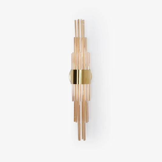 Jagmag Lights Streamline Wall Sconce with Gold-Plated Glass Tubes, 60cm Height, for Luxurious Indoor Spaces