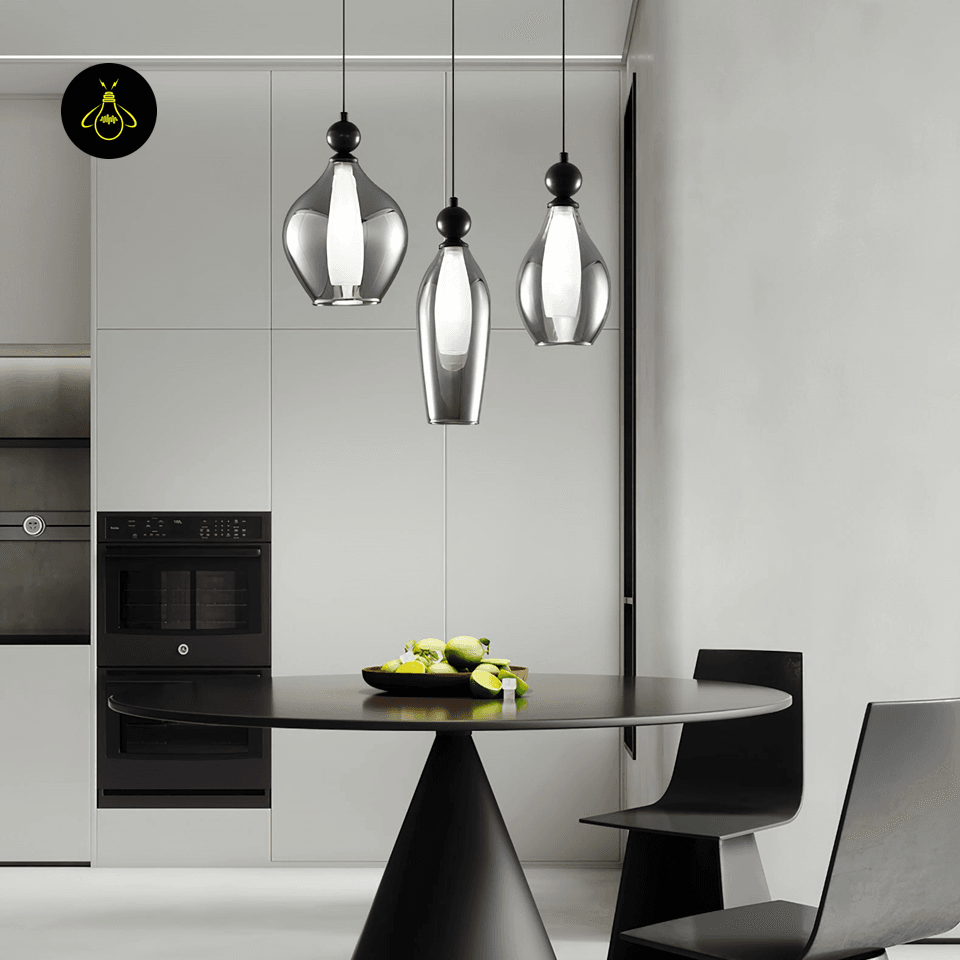 Jagmag Lights Vista Glass Hanging Light | Teardrop Pendant Lamp | Modern Smoked Glass | LED | India - Jagmag Lights