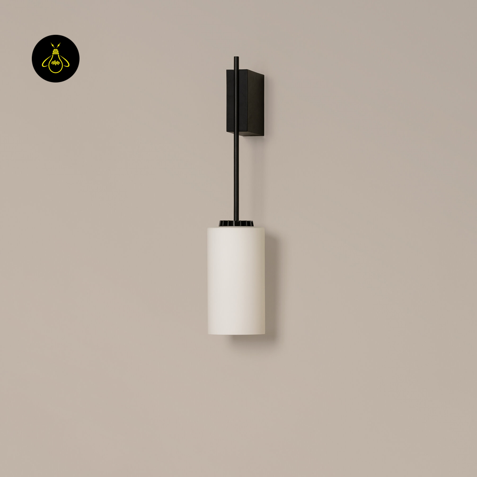 Jagmag Lights Wall Fancy Lights – Stainless Steel Frame, Opal White Glass Shade, Black Matte Finish, E27 Holder, Modern Wall Mount, 146x110x537mm