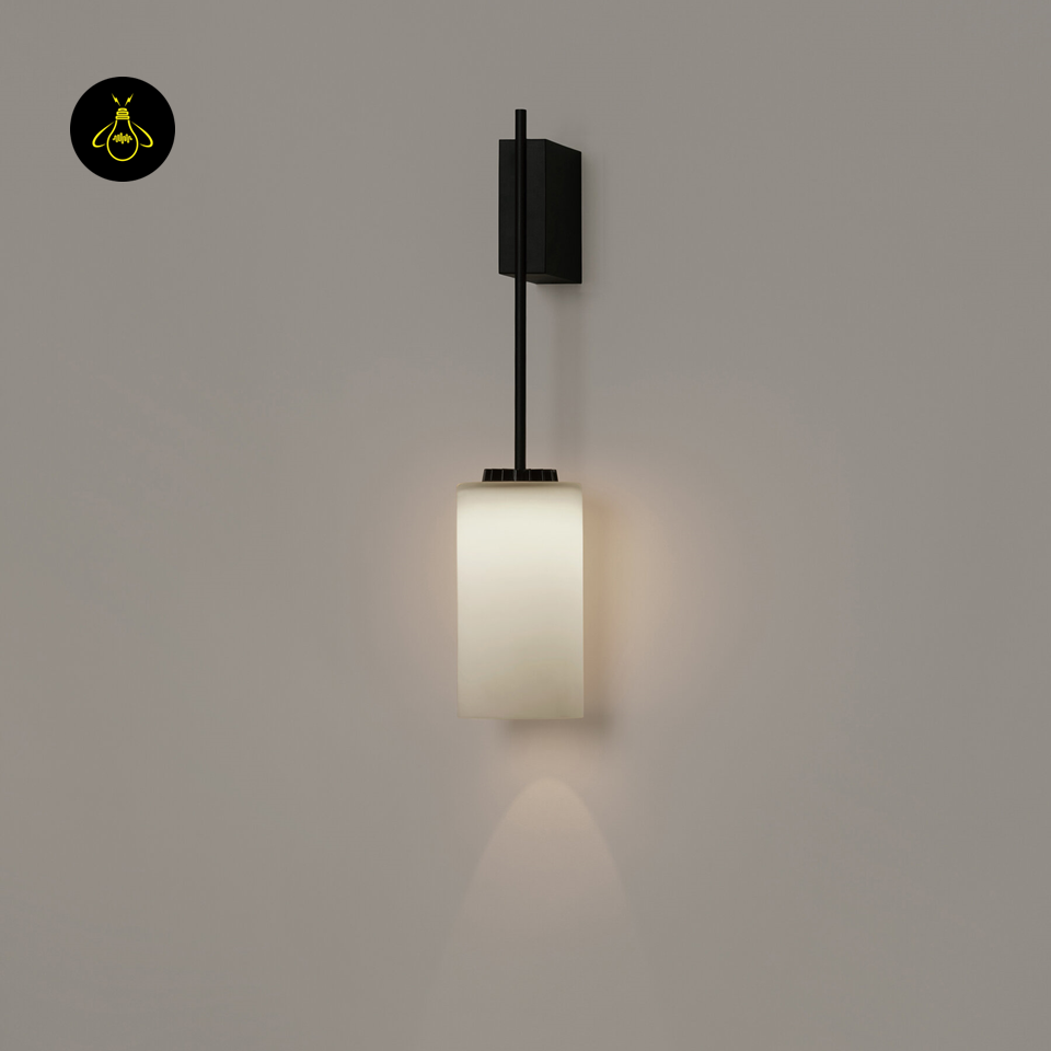 Jagmag Lights Wall Fancy Lights – Stainless Steel Frame, Opal White Glass Shade, Black Matte Finish, E27 Holder, Modern Wall Mount, 146x110x537mm