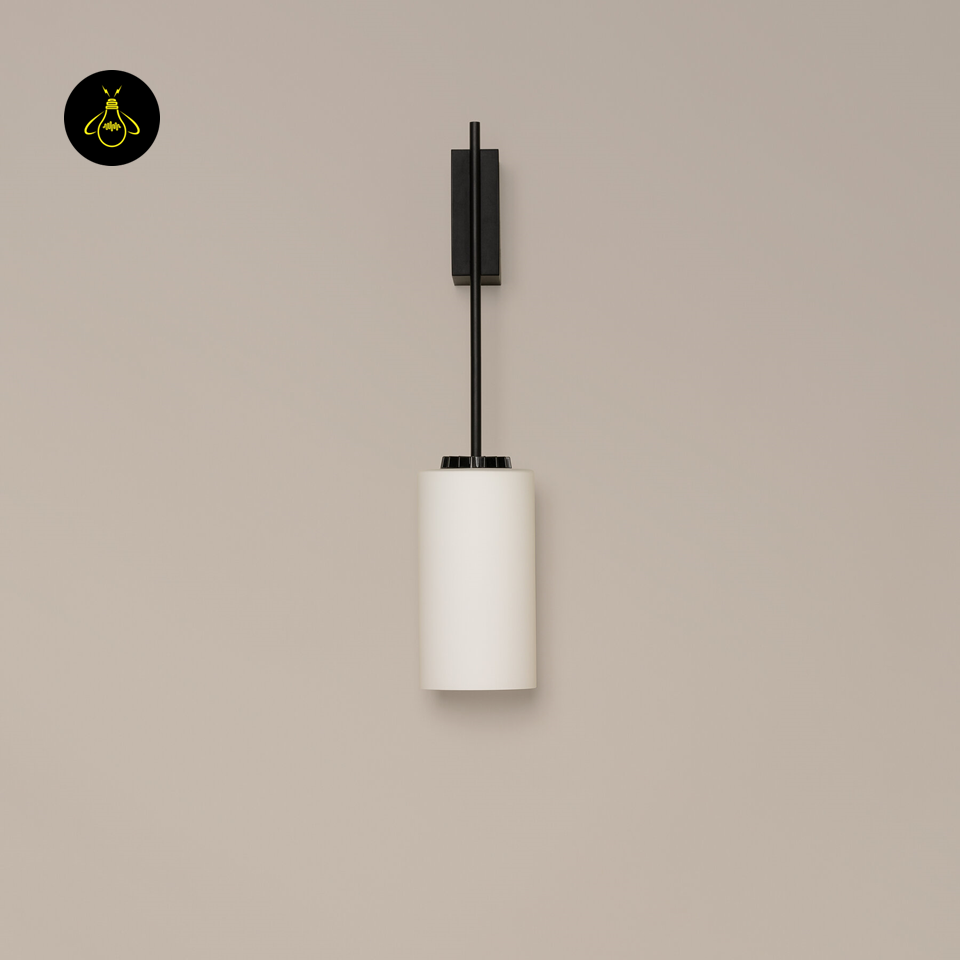 Jagmag Lights Wall Fancy Lights – Stainless Steel Frame, Opal White Glass Shade, Black Matte Finish, E27 Holder, Modern Wall Mount, 146x110x537mm