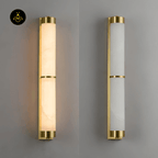 Jagmag Lights Alabaster Brass Wall Light with Integrated LED, 60cm Height, Warm 3000K Light, for Bedrooms & Living Rooms - Fancy and Decorative lights - Brand name jagmag lights