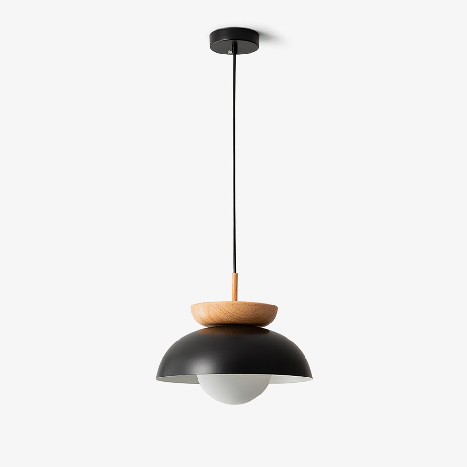 Jagmag Lights Wood Grain Pendant Light | Modern Semi-Circle Design | E14 | 10.6" | Made in India
