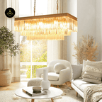 Jagmag Lights Eternal Shine Crystal Chandelier, Satin Gold Finish, for Living Room or Dining Room - Fancy and Decorative lights - Brand name jagmag lights