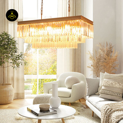 Jagmag Lights Eternal Shine Crystal Chandelier, Satin Gold Finish, for Living Room or Dining Room