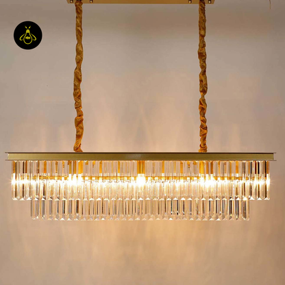 Jagmag Lights Eternal Shine Crystal Chandelier, Satin Gold Finish, for Living Room or Dining Room