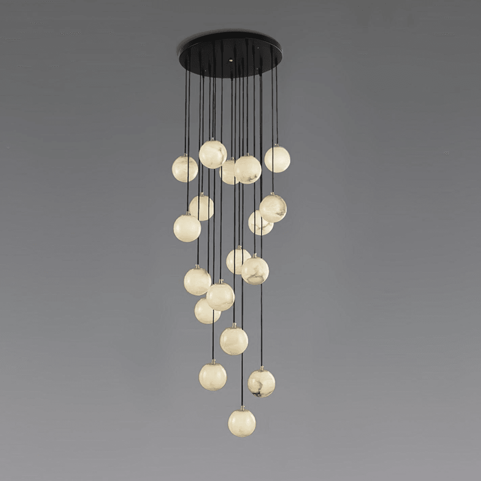 Jagmag Modern Alabaster Ball Chandelier - 18 Lights, 23.6-Inch - Statement Lighting - Fancy and Decorative lights - Brand name jagmag lights