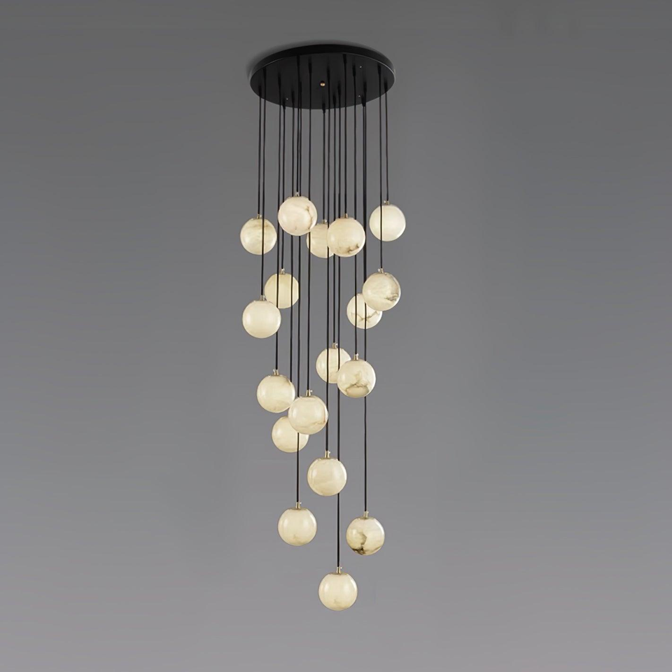 Jagmag Modern Alabaster Ball Chandelier - 18 Lights, 23.6-Inch - Statement Lighting