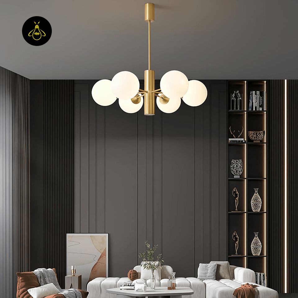 Jagmag Modern Brass Chandelier with 8 Lights, 31.5-Inch Diameter, for Dining Room - Fancy and Decorative lights - Brand name jagmag lights