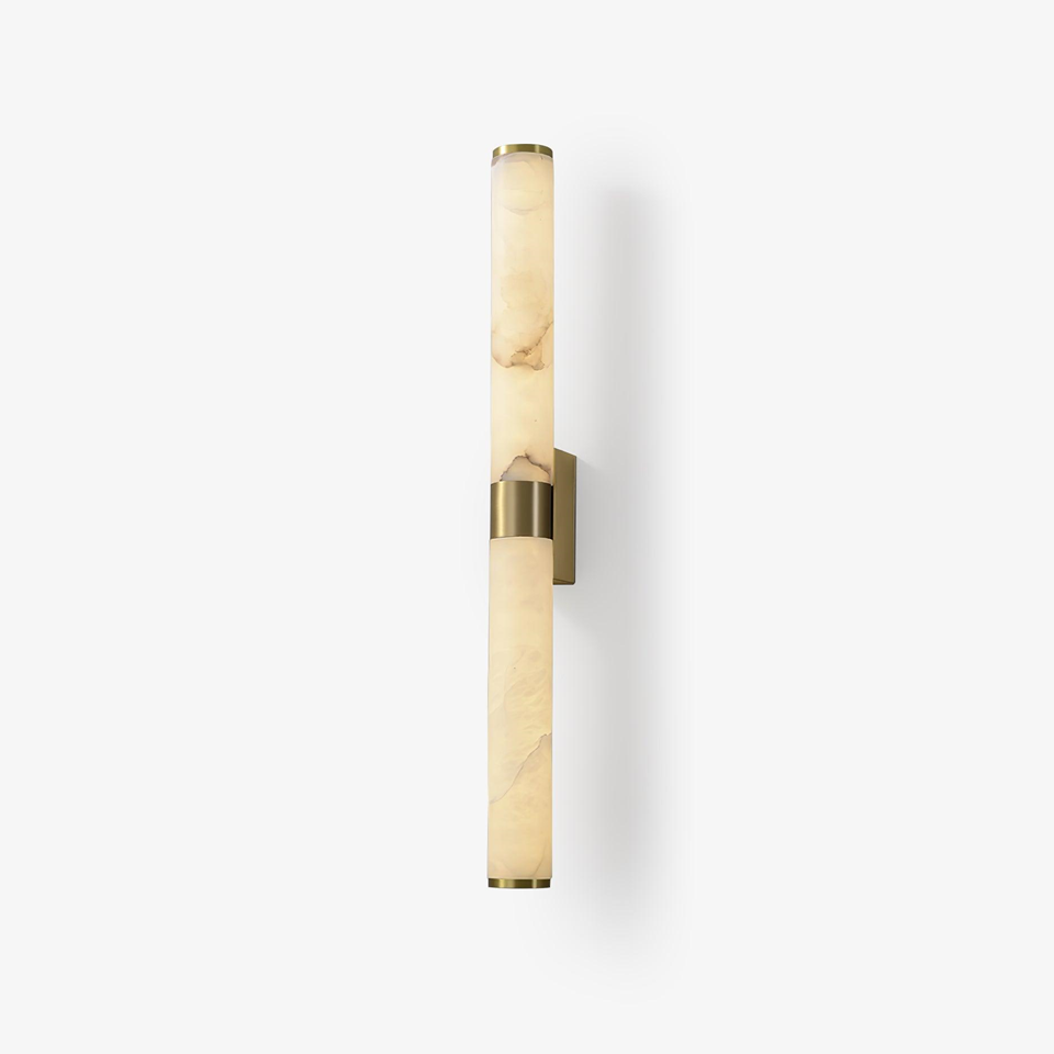 Jagmag Line Alabaster Wall Sconce, Integrated LED, Brass Finish, 27.6" High, for Modern Interiors