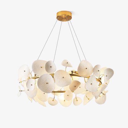 Jagmag Lights Lotus Petal Chandelier with Ceramic Design, 31.5″ Diameter, Adjustable Height, for Living Room or Dining Room