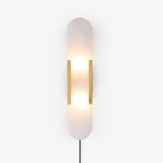 Melange Alabaster Wall Lamp (Set of 2) - Hand-Crafted with Brass Accents, for Modern Interiors