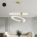 Jagmag Modern Acrylic Pearl Chandelier - Brass Finish, 32.3/40.2-Inch - Statement Lighting - Fancy and Decorative lights - Brand name jagmag lights