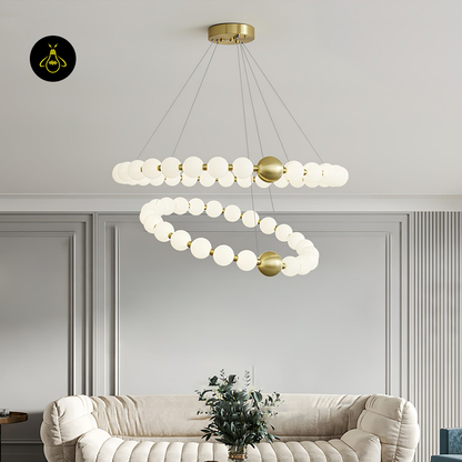 Jagmag Modern Acrylic Pearl Chandelier - Brass Finish, 32.3/40.2-Inch - Statement Lighting