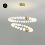 Jagmag Modern Acrylic Pearl Chandelier - Brass Finish, 32.3/40.2-Inch - Statement Lighting - Fancy and Decorative lights - Brand name jagmag lights