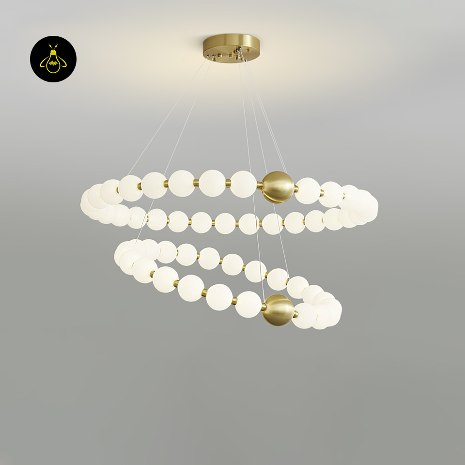 Jagmag Modern Acrylic Pearl Chandelier - Brass Finish, 32.3/40.2-Inch - Statement Lighting