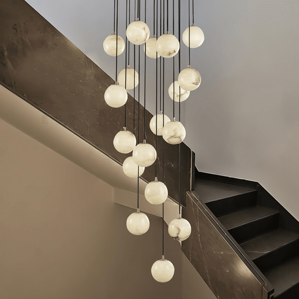 Jagmag Modern Alabaster Ball Chandelier - 18 Lights, 23.6-Inch - Statement Lighting - Fancy and Decorative lights - Brand name jagmag lights