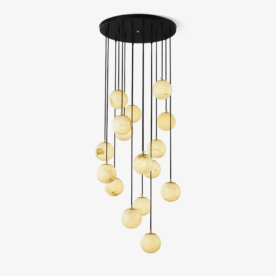 Jagmag Modern Alabaster Ball Chandelier - 18 Lights, 23.6-Inch - Statement Lighting - Fancy and Decorative lights - Brand name jagmag lights